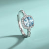 Wholesale Jewelry Sterling Silver Heart Ocean Blue Gemstone Geometric Light Luxury Threepiece Set