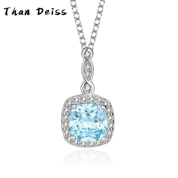 Wholesale Jewelry Sterling Silver Heart Ocean Blue Gemstone Geometric Light Luxury Threepiece Set