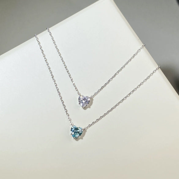 Wholesale Jewelry Sterling Silver Heart Pendant Ochain Necklace For Women Lovely Style Diamond Inlay