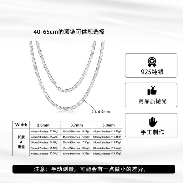 Wholesale Jewelry Sterling Silver Japanese Chain Necklace Geometric Style Electroplated For Men
