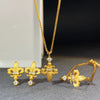 Wholesale Jewelry 925 Sterling Silver 18K Gold Plated Brushed Fashion Geometric Cross Crown Roman Numerals Women's Necklace Earrings Bracelet