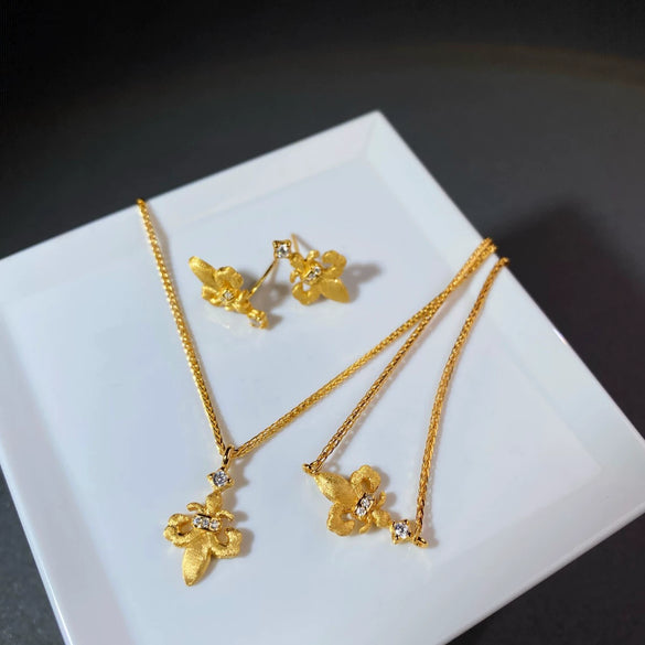 Wholesale Jewelry 925 Sterling Silver 18K Gold Plated Brushed Fashion Geometric Cross Crown Roman Numerals Women's Necklace Earrings Bracelet