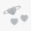 Wholesale Jewelry Sterling Silver Light Luxury Heart Shaped Micro Inlay Women's Ring And Earrings