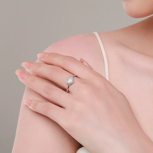 Wholesale Jewelry Sterling Silver Light Luxury Heart Shaped Micro Inlay Women's Ring And Earrings