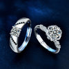 Wholesale Jewelry 925 Sterling Silver Moissanite Geometric Couple's Ring Set With Diamonds