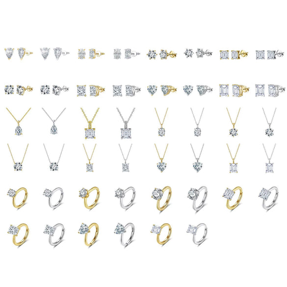 Wholesale Jewelry Sterling Silver Moissanite Geometric Style Electroplated Necklace And Earrings For Women