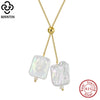 Wholesale Jewelry Sterling Silver Natural Freshwater Pearl Baroque Double Pendant Necklace Geometric Twisted Chain Electroplated For Women