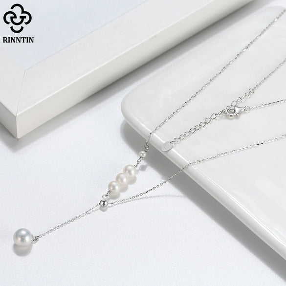 Wholesale Jewelry Sterling Silver Natural Freshwater Pearl Baroque Pendant Necklace With Geometric Pattern And Electroplating Treatment