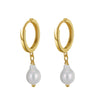 Wholesale Jewelry 925 Sterling Silver Natural Freshwater Pearl Baroque Pipa Beads Earrings Electroplated Geometric Style