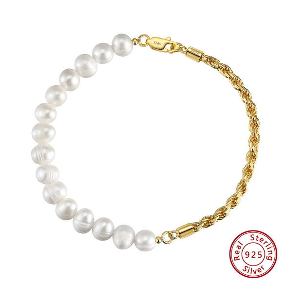 Wholesale Jewelry 925 Sterling Silver Pearl Bracelet Electroplated