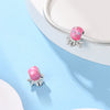 Wholesale Jewelry 925 Sterling Silver Pink Octopus Hanging Bracelet Diy Accessories Holiday Style Dripping Oil Design