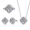 Wholesale Jewelry 925 Sterling Silver Plant Flowers Four Leaf Clover Stylish Electroplated Women's Ring Earrings Necklace