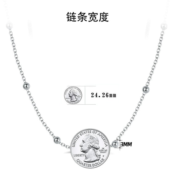 Wholesale Jewelry Sterling Silver Round Bead Clavicle Chain Cross Chain Geometric Style Electroplated