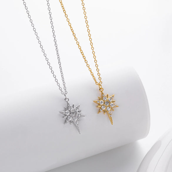 Wholesale Jewelry 925 Sterling Silver Star Inlaid Zircon Pendant Necklace