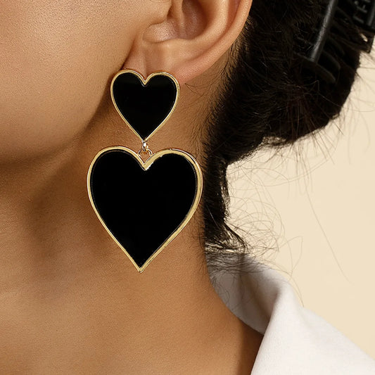 1 Pair Streetwear Commute Heart Shape Plating Alloy 14k Gold Plated Drop Earrings