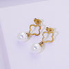 Wholesale Jewelry Suit With Hollow Four Leaf Clover Ring And Earrings In Fashion Style Made Of Stainless Steel With Flower Pattern And Electroplating Treatment