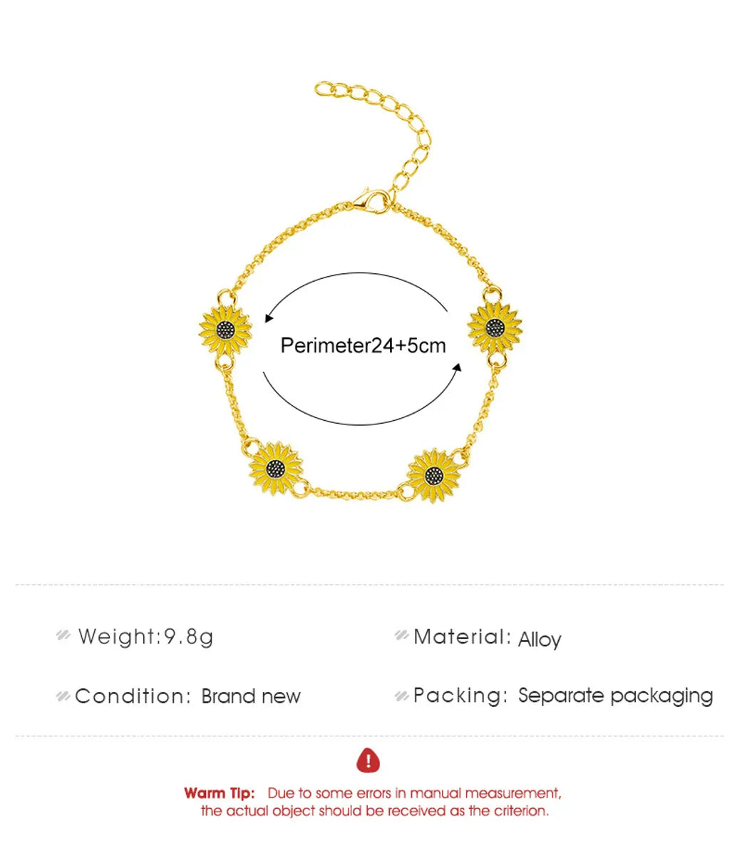 European And American New Oil Dripping Sunflower Beach Anklet Creative Personalized Fashion Sunflower Flower Little Daisy Anklet For Women