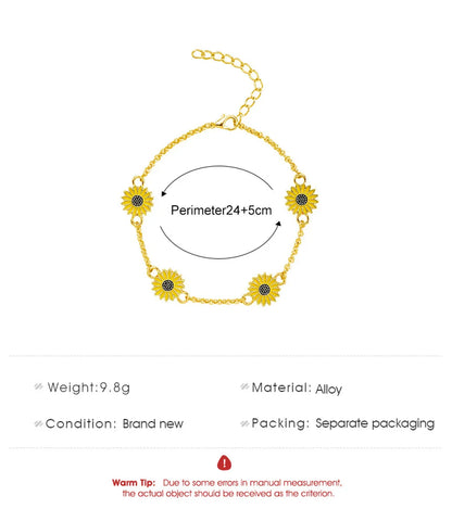 European And American New Oil Dripping Sunflower Beach Anklet Creative Personalized Fashion Sunflower Flower Little Daisy Anklet For Women