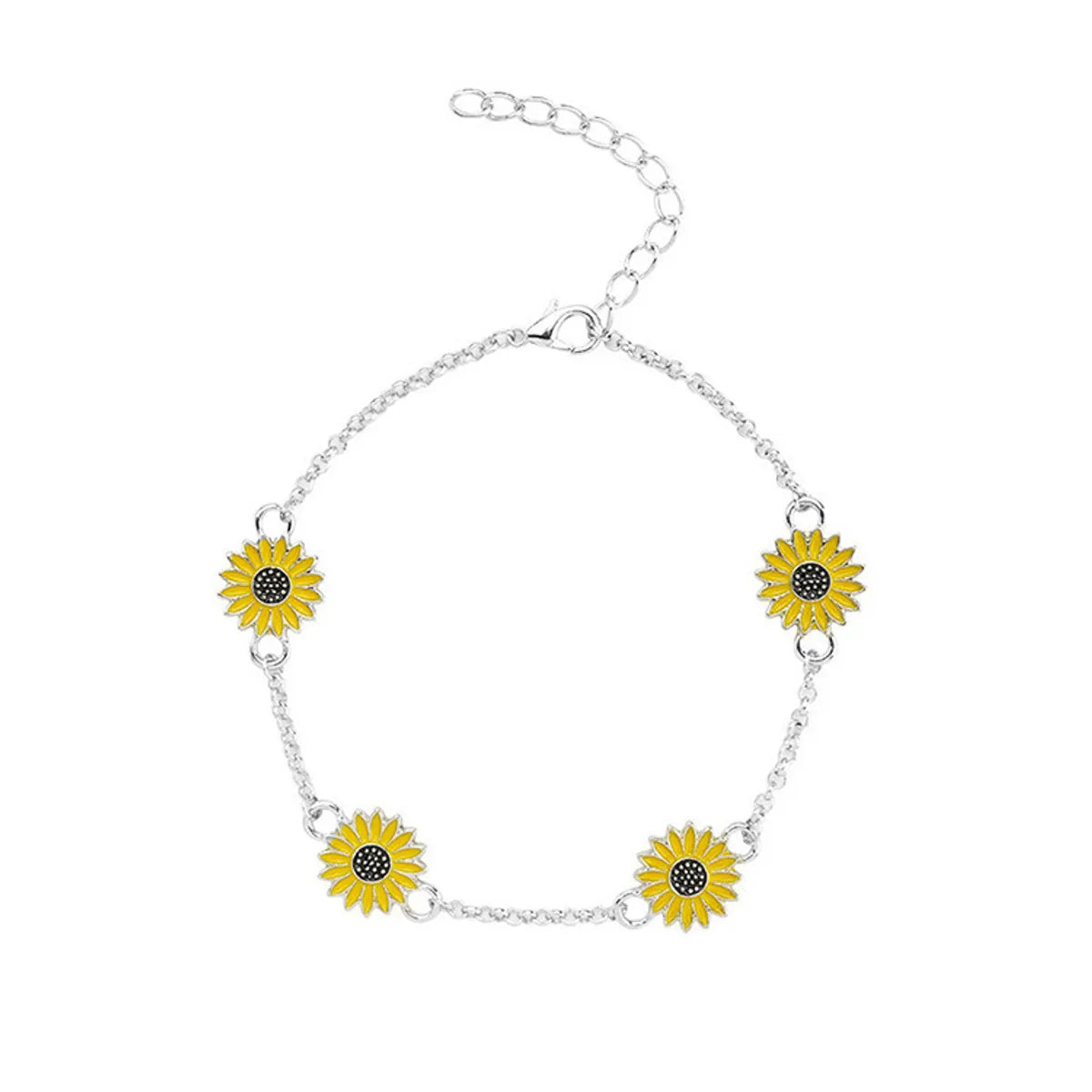 European And American New Oil Dripping Sunflower Beach Anklet Creative Personalized Fashion Sunflower Flower Little Daisy Anklet For Women