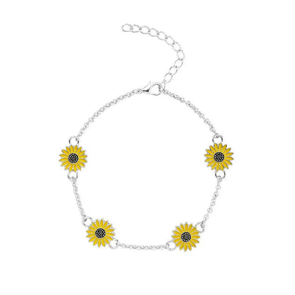 European And American New Oil Dripping Sunflower Beach Anklet Creative Personalized Fashion Sunflower Flower Little Daisy Anklet For Women