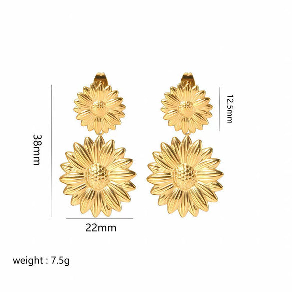 Wholesale Jewelry Sunflower Stainless Steel 18K Gold Plated