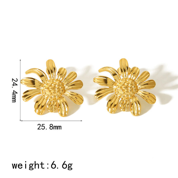 Wholesale Jewelry Sunflower Stainless Steel 18K Gold Plated