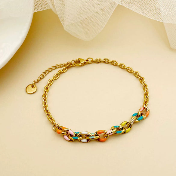 Wholesale Jewelry Sweet And Cool Style Geometric Stainless Steel Goldplated Bracelet