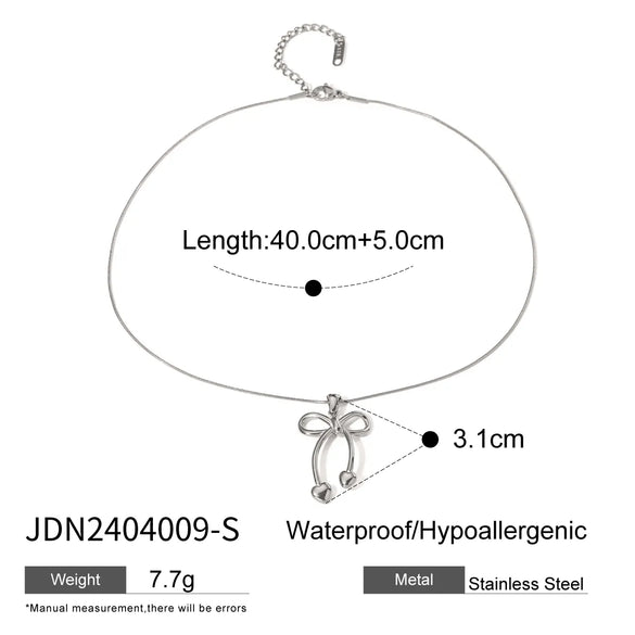 Wholesale Jewelry Sweet Bow Knot 304 Stainless Steel 18K Gold Plated Earrings Necklace