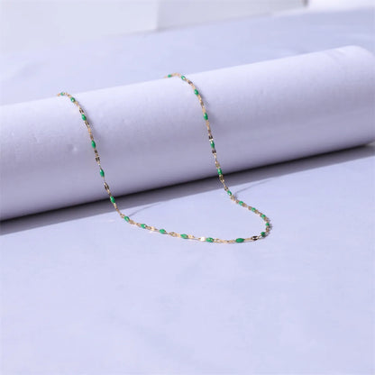 Wholesale Jewelry Sweet Color Block Titanium Steel Enamel Necklace