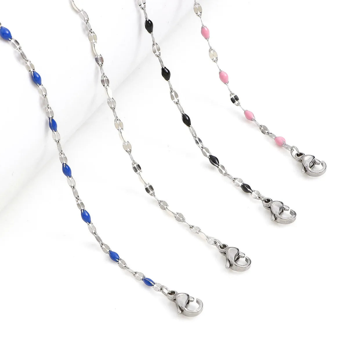 Wholesale Jewelry Sweet Color Block Titanium Steel Enamel Necklace