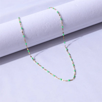 Wholesale Jewelry Sweet Color Block Titanium Steel Enamel Necklace