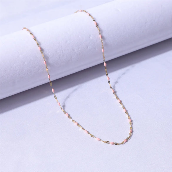 Wholesale Jewelry Sweet Color Block Titanium Steel Enamel Necklace