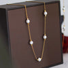 Wholesale Jewelry Sweet Commute Geometric 304 Stainless Steel Freshwater Pearl 18K Gold Plated Beaded Necklace
