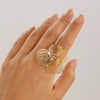 Wholesale Jewelry Sweet Cool Ginkgo Leaf Tassel Three Dimensional Flower Necklace For Women Copper Snake Bone Chain
