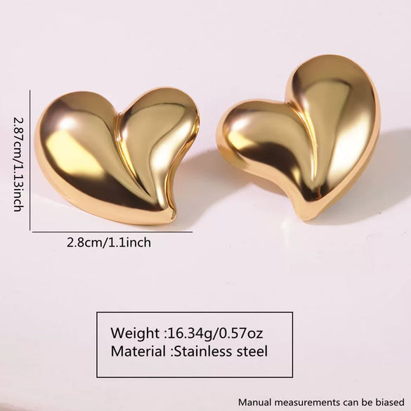 Wholesale Jewelry Sweet Cool Style Stainless Steel Peach Heart Earrings Electroplated