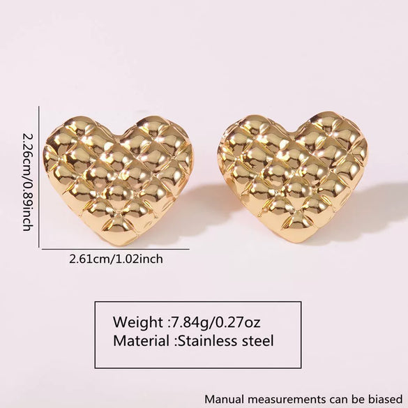 Wholesale Jewelry Sweet Cool Style Stainless Steel Peach Heart Earrings Electroplated