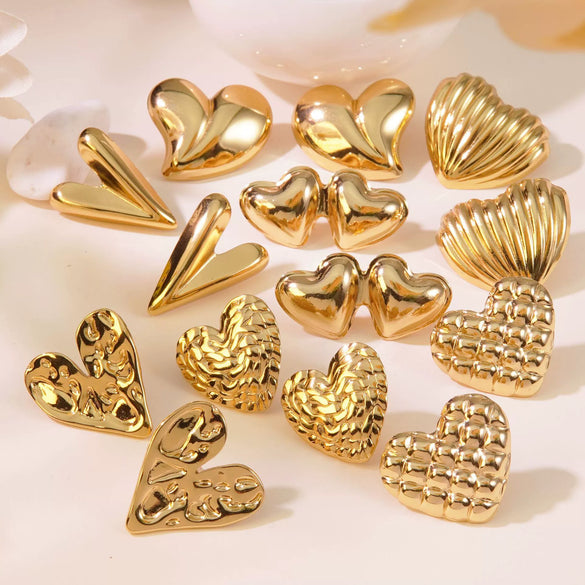 Wholesale Jewelry Sweet Cool Style Stainless Steel Peach Heart Earrings Electroplated