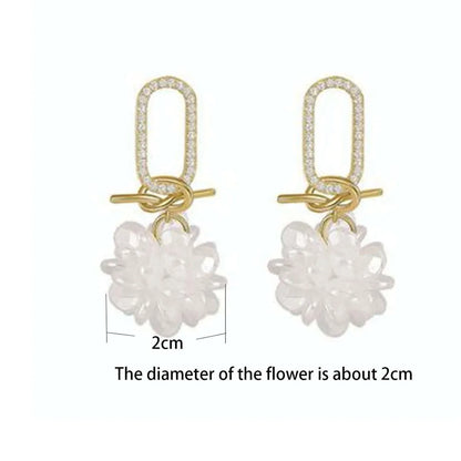 1 Pair Sweet Flower Imitation Pearl Alloy Drop Earrings