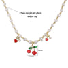 Wholesale Jewelry Sweet Fruit Style Copper Inlaid With Pearls Round Bead Earrings And Necklace