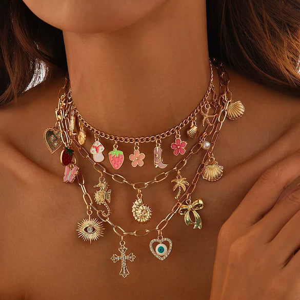 Wholesale Jewelry Sweet Geometric Alloy Clavicle Chain With Strawberry Pattern For Women