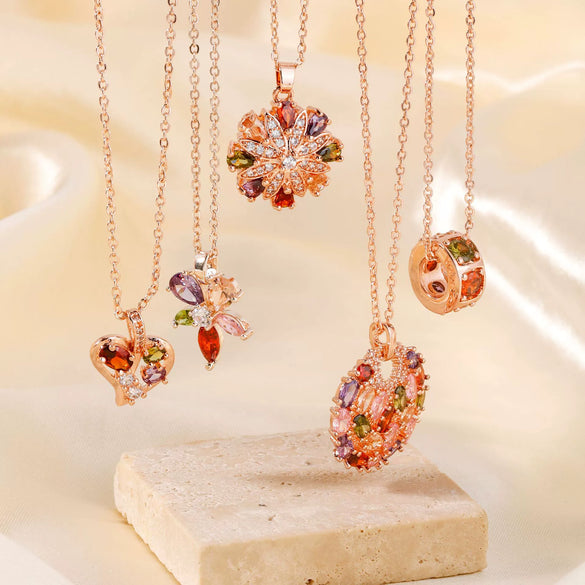 Wholesale Jewelry Sweet Geometric Copper Zircon Electroplated Ochain Pendant Necklace