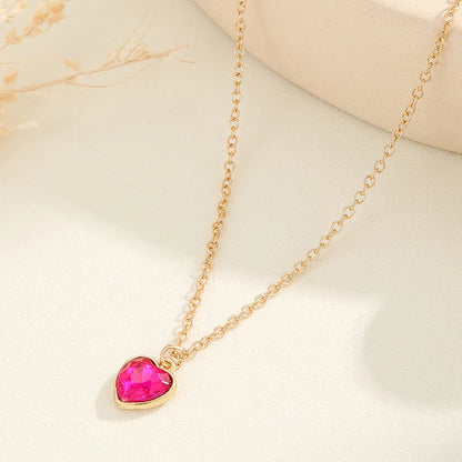 Wholesale Jewelry Sweet Heart Shape 304 Stainless Steel Diamond Pendant Necklace