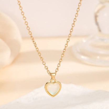 Wholesale Jewelry Sweet Heart Shape 304 Stainless Steel Diamond Pendant Necklace