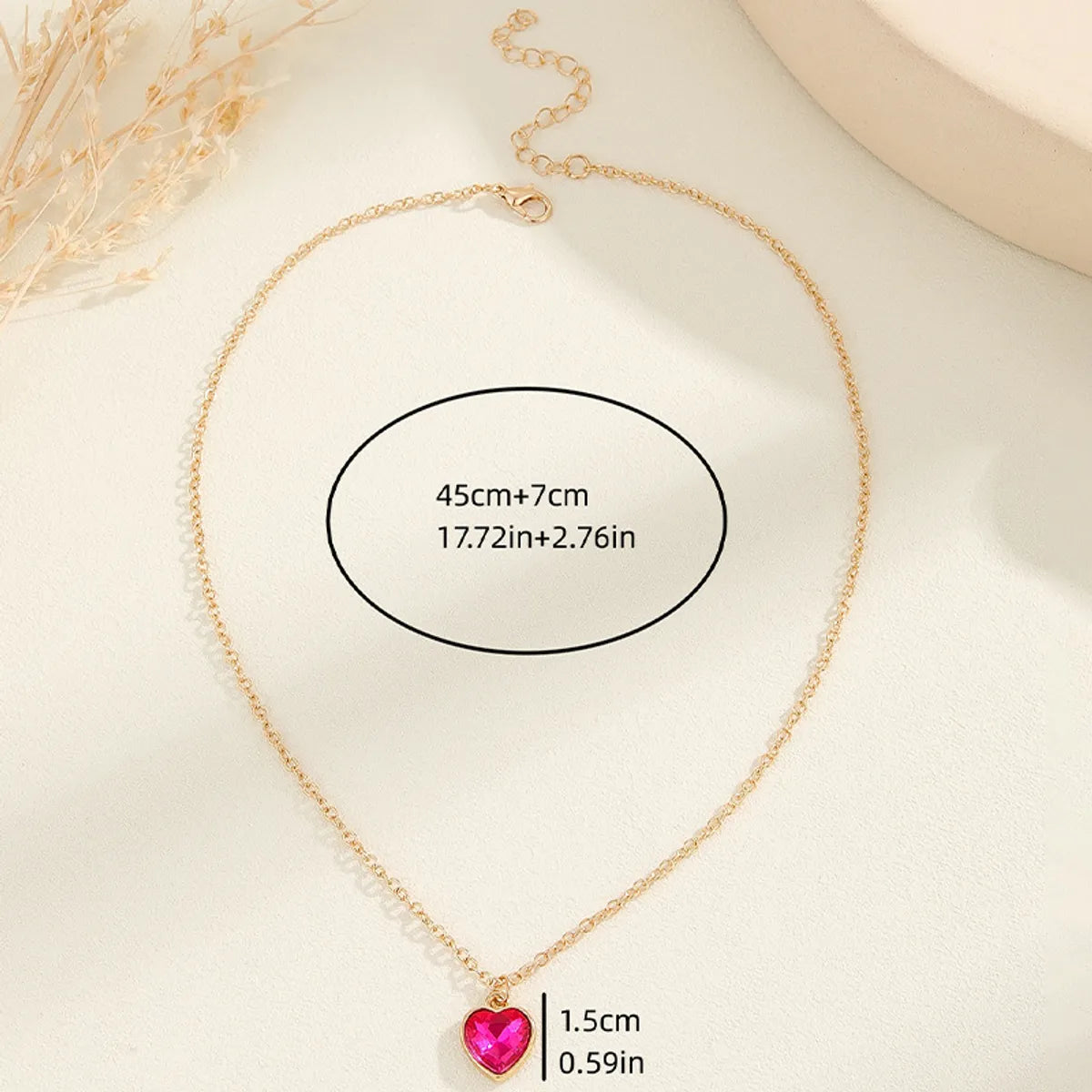 Wholesale Jewelry Sweet Heart Shape 304 Stainless Steel Diamond Pendant Necklace