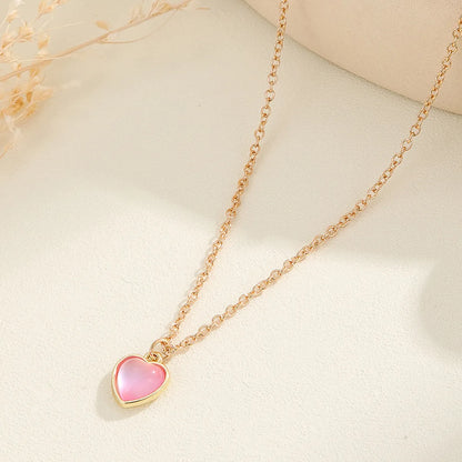 Wholesale Jewelry Sweet Heart Shape 304 Stainless Steel Diamond Pendant Necklace