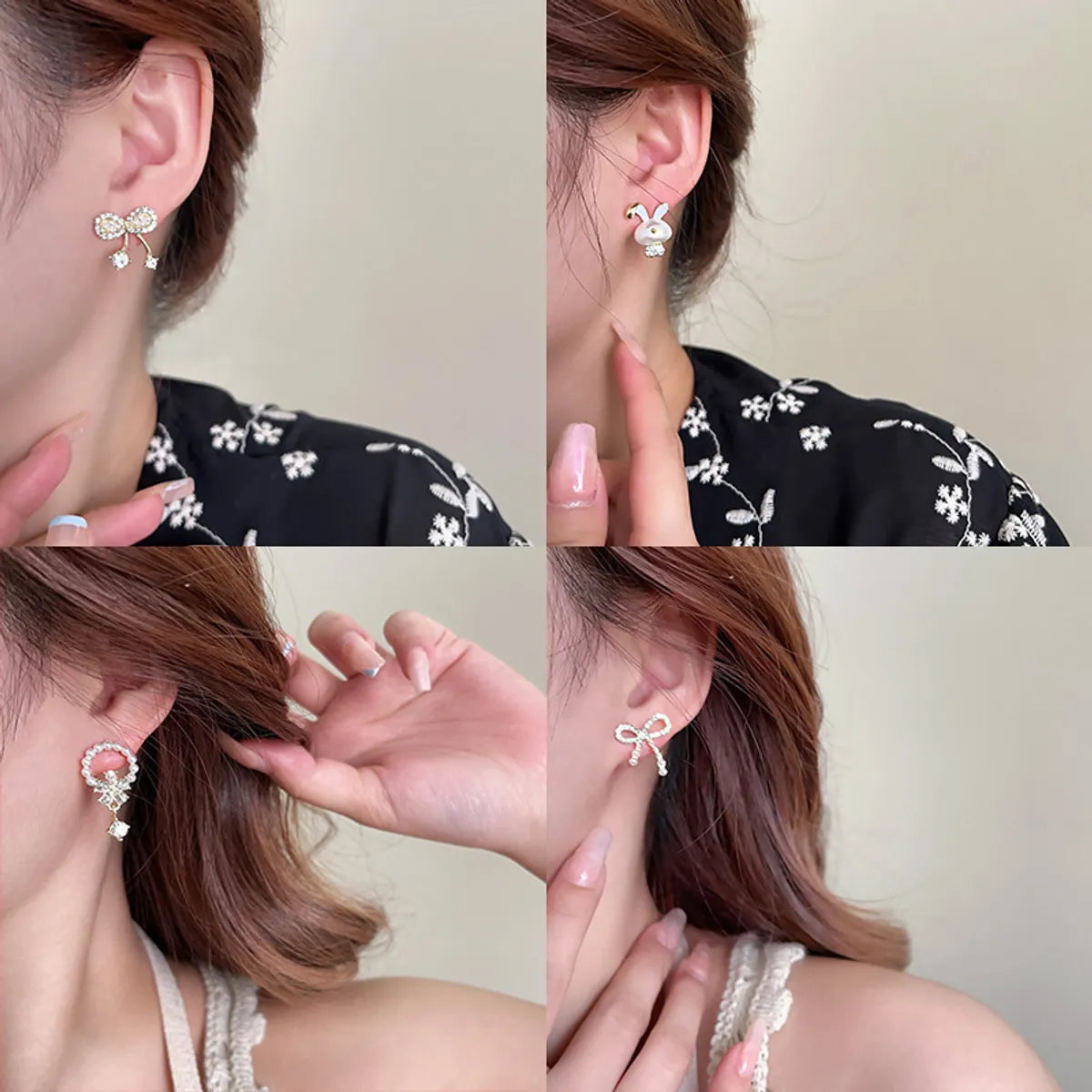 Wholesale Jewelry Sweet Heart Shape Bow Knot Alloy Artificial Pearls Pearl Plating Drop Earrings Ear Studs