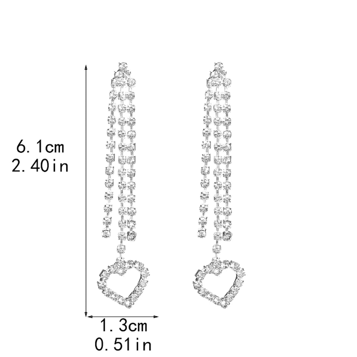 Wholesale Jewelry Sweet Heart Shape Rhinestone Rhinestones Silver Plated Plating Inlay Drop Earrings