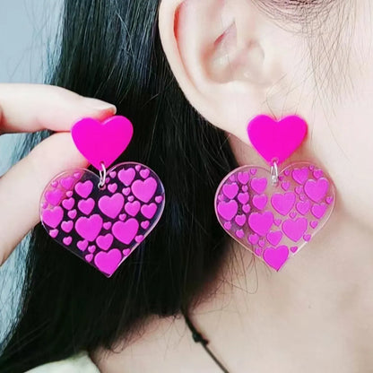 Wholesale Jewelry Sweet Heart Shape Rubik's Cube Arylic Drop Earrings