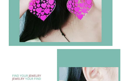 Wholesale Jewelry Sweet Heart Shape Rubik's Cube Arylic Drop Earrings