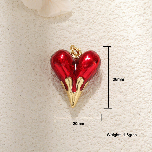 Wholesale Jewelry Sweet Heartshaped Copper Dripping Oil Handmade Necklace Pendant Accessories